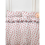Parure de lit - 1 housse de couette 220 x 240 cm + 2 taies d'oreiller 60 x 60 cm - 50% coton, 50% polyester - Rouge
