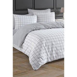 Parure de lit - 1 housse de couette 220 x 240 cm + 2 taies d'oreiller 60 x 60 cm - 65% coton, 35% polyester - Gris