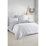 Parure de lit - 1 housse de couette 220 x 240 cm + 2 taies d'oreiller 60 x 60 cm - 65% coton, 35% polyester - Gris