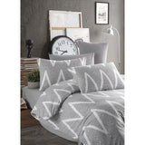 Parure de lit - 1 housse de couette 220 x 240 cm + 2 taies d'oreiller 60 x 60 cm - 65% coton, 35% polyester - Gris