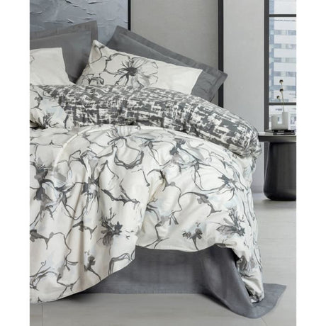 Parure de lit - 1 housse de couette 220 x 240 cm + 2 taies d'oreiller 60 x 60 cm - 100% coton renforcé - Anthracite