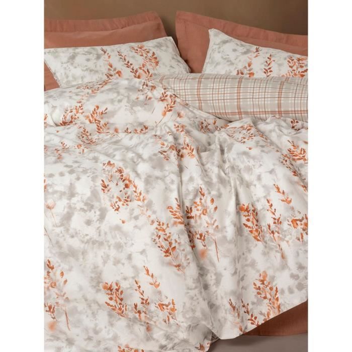 Parure de lit - 1 housse de couette 220 x 240 cm + 2 taies d'oreiller 60 x 60 cm - 100% coton renforcé - Cannelle