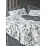Parure de lit - 1 housse de couette 220 x 240 cm + 2 taies d'oreiller 60 x 60 cm - Satiné 100% coton - Gris