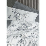 Parure de lit - 1 housse de couette 220 x 240 cm + 2 taies d'oreiller 60 x 60 cm - Satiné 100% coton - Gris