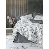Parure de lit - 1 housse de couette 220 x 240 cm + 2 taies d'oreiller 60 x 60 cm - Satiné 100% coton - Gris