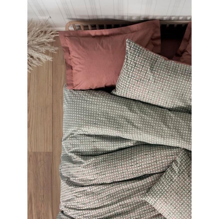 Parure de lit - 1 housse de couette 220 x 240 cm + 2 taies d'oreiller 60 x 60 cm - 100% coton renforcé - Rouge