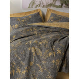 Parure de lit - 1 housse de couette 220 x 240 cm + 2 taies d'oreiller 60 x 60 cm - 100% coton renforcé - Moutarde