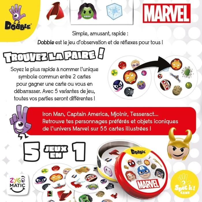 Jeu d'ambiance - ASMODEE - Dobble : Marvel Emoji (Eco Sleeve) - 6 ans - ExtÈrieur - Mixte