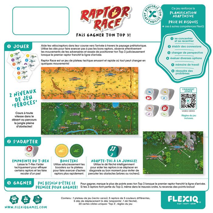 Jeu d'ambiance - ASMODEE - Raptor Race - 2 a 6 joueurs - a partir de 8 ans - Intérieur