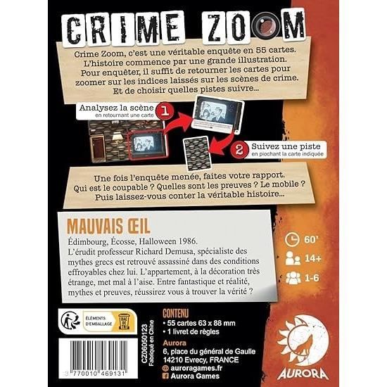 Crime Zoom : Mauvais oeil - Asmodee -  Jeu d'enquete - Des 14 ans - 30 minutes a 1h