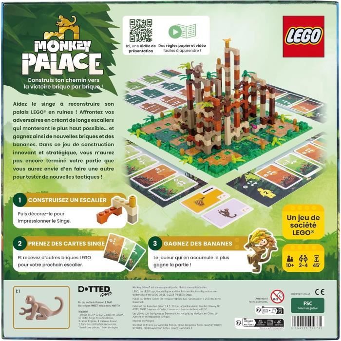 Lego Monkey Palace - Asmodee - Construisez Votre Chemin vers la Victoire Brique par Brique ! - 10 ans et + - 2 a 4 Joueurs - 45 mn