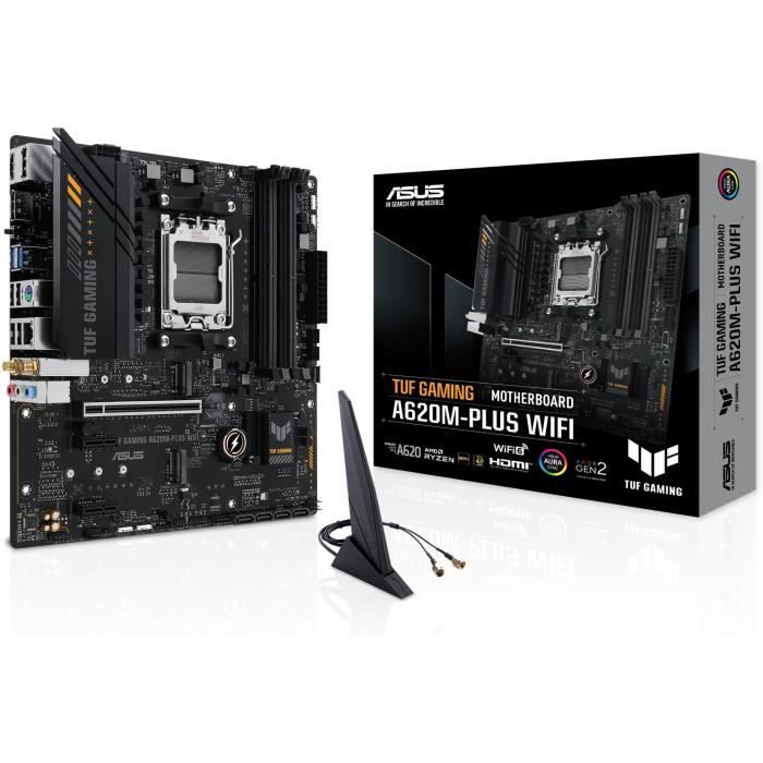 Carte mere - ASUS - TUF GAMING A620M-PLUS WIFI - AMD A620 - Emplacement AM5 micro ATX