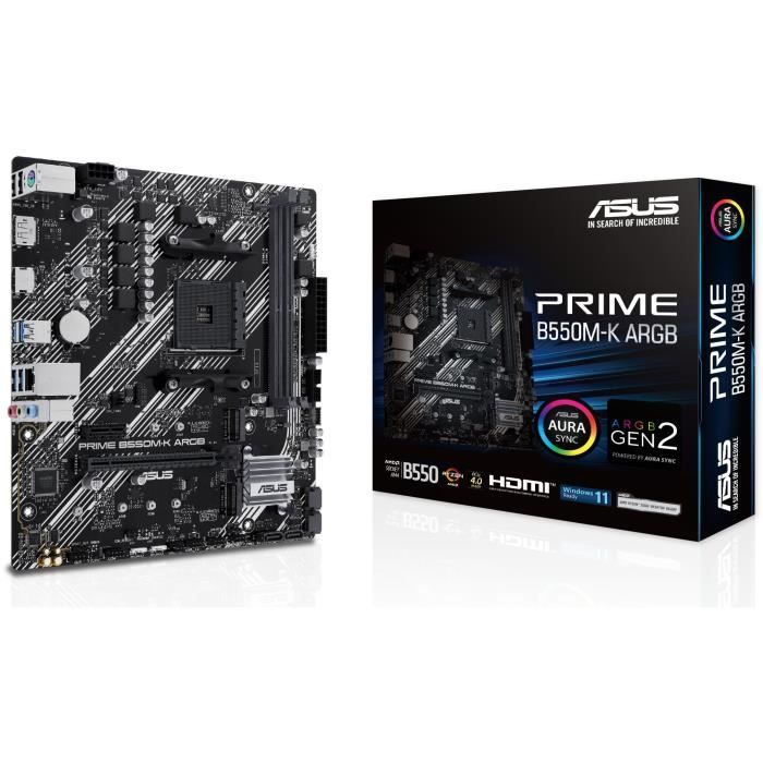 Carte mere - ASUS - PRIME B550M-K ARGB - AMD B550 - Emplacement AM4 micro ATX