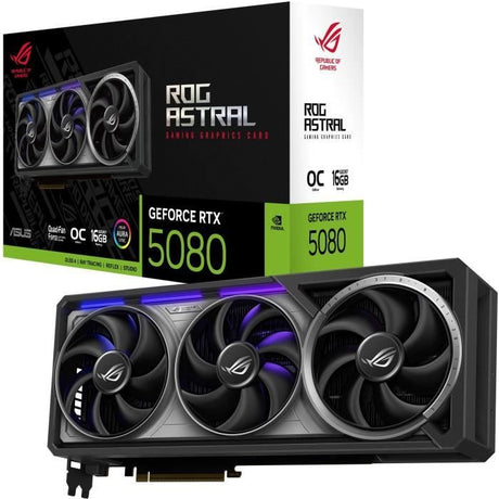 Carte graphique - ASUS - ROG Astral RTX 5080 - 16 Go GDDR7 - DLSS 4 - Dual HDMI/Tri DisplayPort