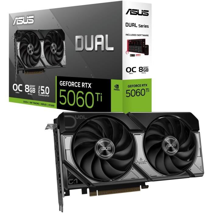 Carte graphique - ASUS - Dual -RTX5060TI-O8G NVIDIA GeForce RTX 5060 Ti 8 Go GDDR7