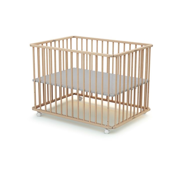 WEBABY - Parc bébé pliant en bois 70 x 100 cm CALI  Hetre Brut - 70x100