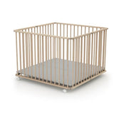 Parc pliant carré - WEBABY - CALI - 100 x 100 cm - 4 roulettes - Jusqu'a 24 mois - Hetre brut