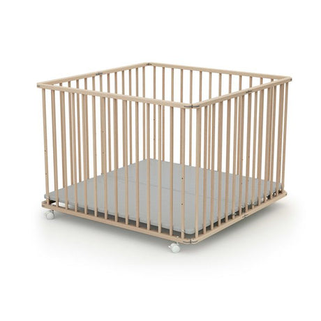 WEBABY - Parc bébé pliant en bois 100 x 100 cm CALI  Hetre Brut - 100x100