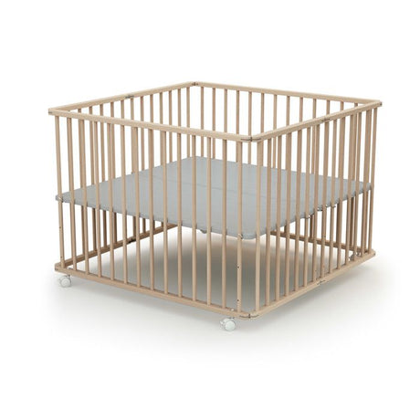 WEBABY - Parc bébé pliant en bois 100 x 100 cm CALI  Hetre Brut - 100x100