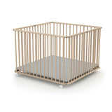 WEBABY - Parc bébé pliant en bois 100 x 100 cm CALI  Hetre Brut - 100x100