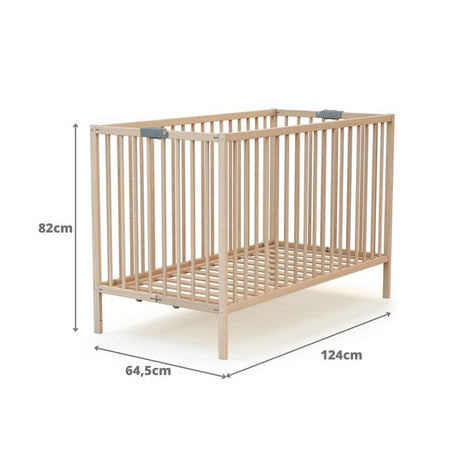 Lit bébé pliant - 60 x 120 cm - WEBABY - FLEX - Hetre brut