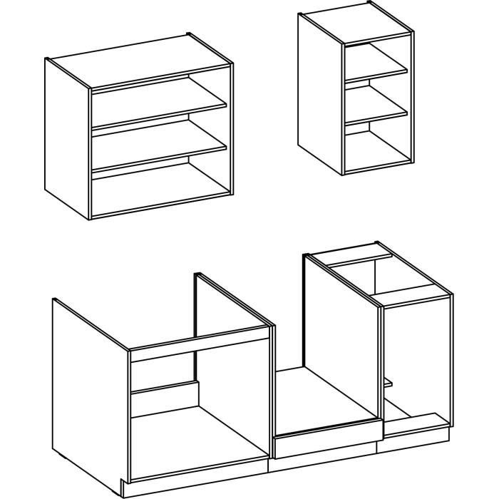 ATLAS Cuisine complete 5 ÈlÈments - DÈcor blanc - L180 cm - Plan de travail non inclus