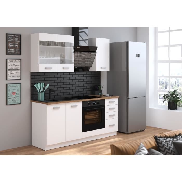 ATLAS Complete kitchen 5 elements - White decor - L180 cm - Worktop not included