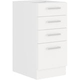 ATLAS Meuble bas 4 tiroirs - DÈcor blanc - L40 x P52x H82 - Plan de travail non inclus