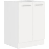 ATLAS Meuble bas 2 portes - DÈcor blanc - L60 x P52 x H82 cm - Plan de travail non inclus