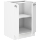 ATLAS Meuble bas 2 portes - DÈcor blanc - L60 x P52 x H82 cm - Plan de travail non inclus