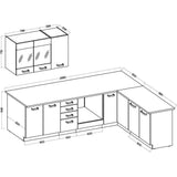 ATLAS Cuisine complete d'angle 8 ÈlÈments (reversible droit / gauche) - DÈcor blanc - L270 cm - Plan de travail non inclus