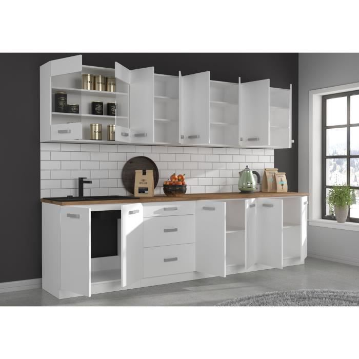 ATLAS Cuisine complete d'angle 8 ÈlÈments (reversible droit / gauche) - DÈcor blanc - L270 cm - Plan de travail non inclus