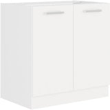 ATLAS Meuble sous-évier 2 portes - L 80 x H 82 x P52 cm - Décor blanc - Plan de travail non inclus