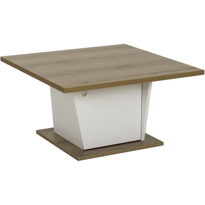 Table basse bar - ATOS - Carré - Chene Helvezia / Blanc - 69 x 69 x 38 cm