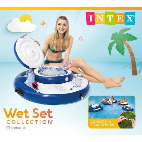Glaciere gonflable - INTEX - Glaciere Gonflable flottante pour piscine - 5 supports boisson - 30 canettes