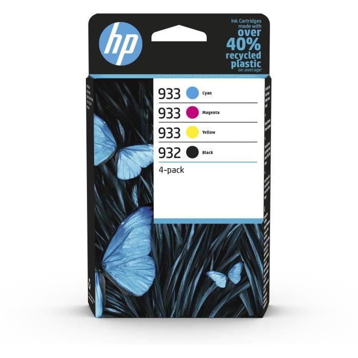 HP 932/933 4-Pack Black, Cyan, Magenta, Yellow Original Ink Cartridges (6ZC71AE) for HP OfficeJet 6700, 7110, 7610