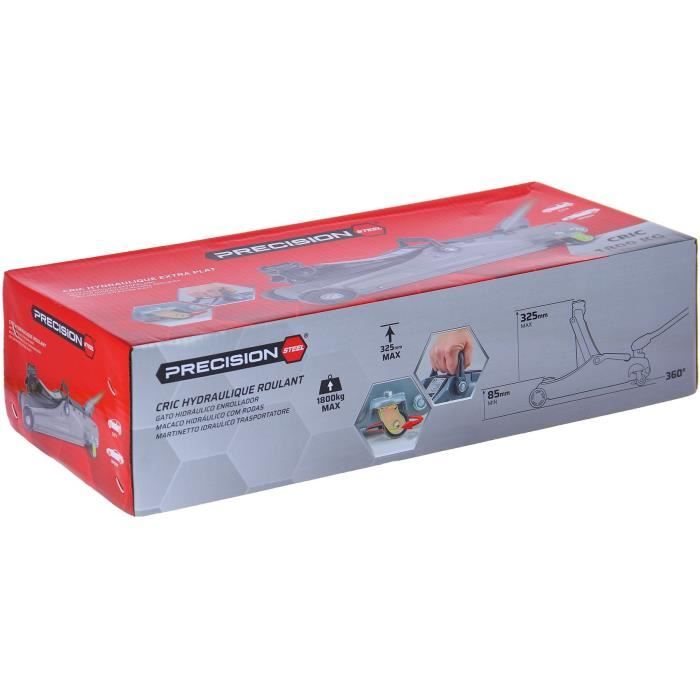 Cric hydraulique - PRECISION STEEL - Rouleur plat 1,8T
