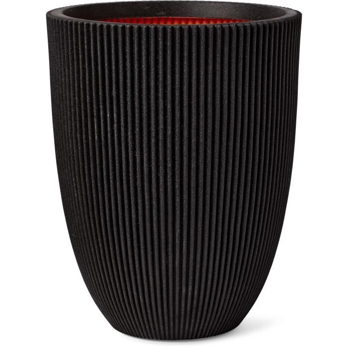 CAPI EUROPE Vase élégant bas GROOVE NL - 34x46 cm - Noir