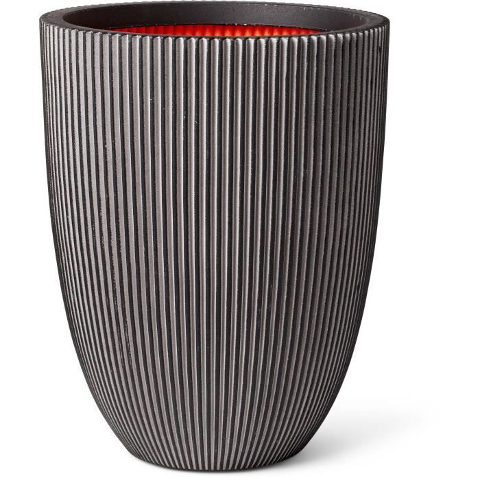 CAPI EUROPE Vase élégant bas GROOVE NL - 34x46 cm - Anthracite