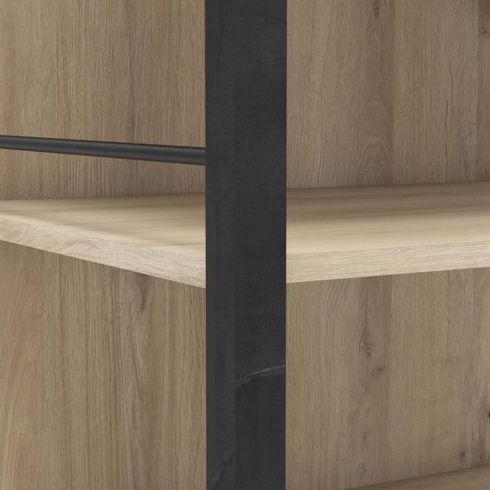 Kit Dressing extensible - L179 x P48 x H208 cm - Chene Kronberg / Noir mat - RIGA