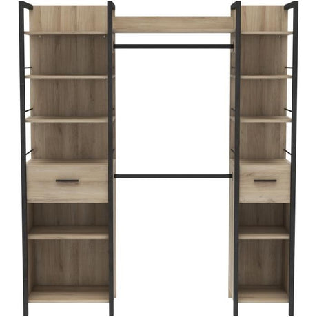 Dressing double extensible - L179 x P48 x H208 cm - Décor Chene et noir - DEMEYERE