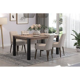 Table a manger fixe EMILE 6 personnes - MÈlamine chene brun tabac et noir mat - L160 x P90 x H77 cm - TRENDTEAM