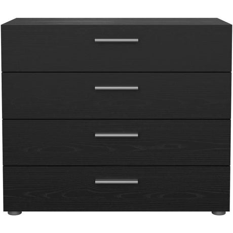 Commode PEPE 4 Tiroirs - Décor noir - L80 x P40 x H68 cm