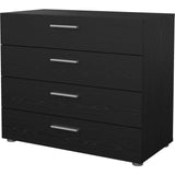 Commode PEPE 4 Tiroirs - Décor noir - L80 x P40 x H68 cm