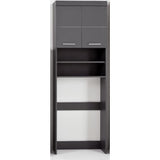 Meuble pour machine a laver - 2 portes - Gris Brillant - L63 x P24 x H187 cm - AMANDA