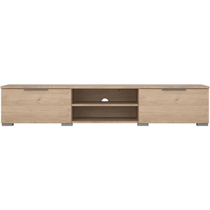 Meuble TV - MATCH - Beige effet bois mat  - 2 tiroirs, une niche - 172,7 x 39,9 x 33,1 cm