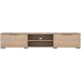 Meuble TV - MATCH - Beige effet bois mat  - 2 tiroirs, une niche - 172,7 x 39,9 x 33,1 cm