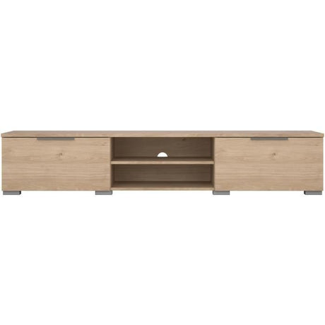 Meuble TV - MATCH - Beige effet bois mat  - 2 tiroirs, une niche - 172,7 x 39,9 x 33,1 cm