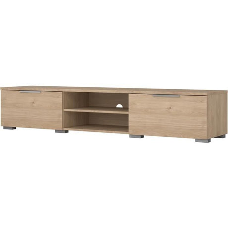 Meuble TV - MATCH - Beige effet bois mat  - 2 tiroirs, une niche - 172,7 x 39,9 x 33,1 cm