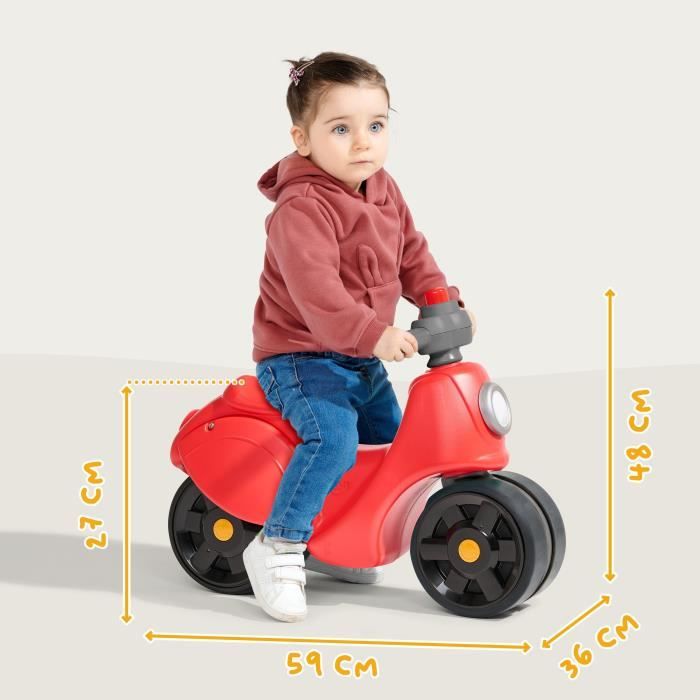 Scooter Strada - FALK - Guidon directionnel avec klaxon - Larges roues sécurisantes - Rouge - 100% Fabriqué en France - Des 12 mois
